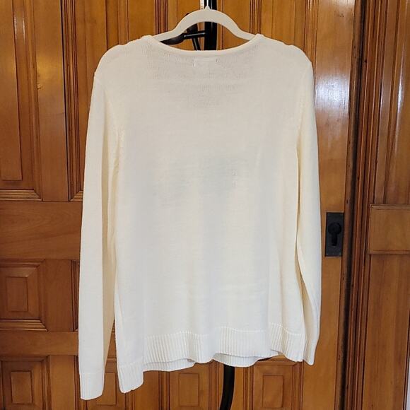Croft & Barrow Adorable Cardinal on Pine Branch Sweater White Size XL Sequins - Picture 4 of 10